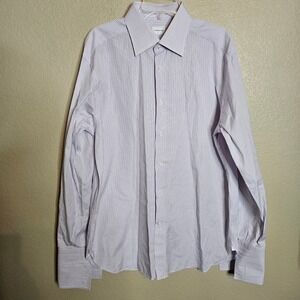 Ermenegildo Zegna Purple Stripe Dress Shirt Regular Fit French Cuff‎ Mens